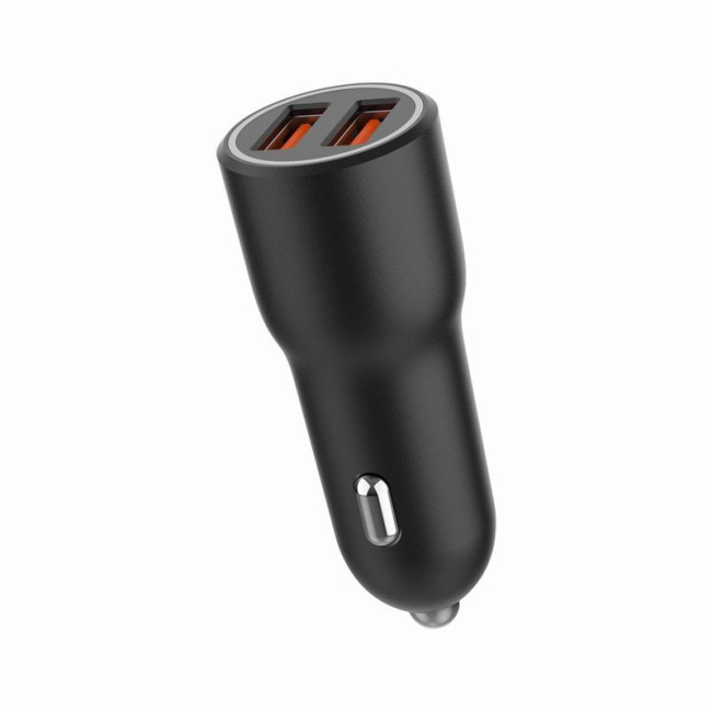 Автомобільний ЗП, 2xUSB-A (18W QC3.0), чорний